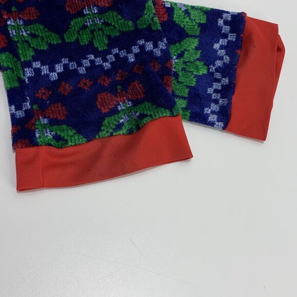 One Piece Kiss Me Christmas Mistletoe Drop Drawer Pajamas w/ Hood XXL Fuzzy - Picture 6 of 8